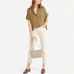 Everlane square silk short-sleeve shirt, Ochre, 00